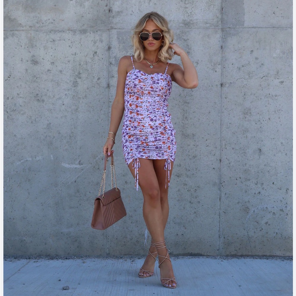 VICI- Lavender Ruched Mini Dress